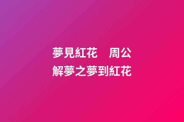 夢見紅花　周公解夢之夢到紅花
